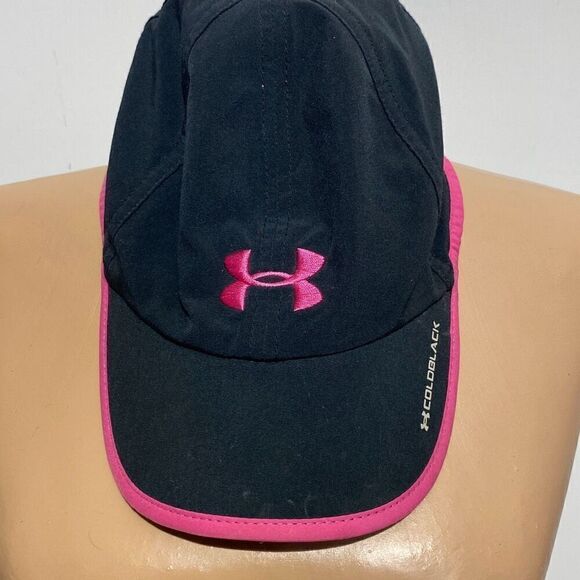 Under Armour Womens Pink Black Adjustable Strap Back Coldblack OSFA Cap Hat - Picture 1 of 8